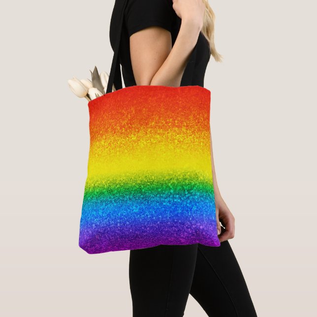 Bolso De Tela Moda Iris Purpurina Rayas Monograma Nombre (Detalle)