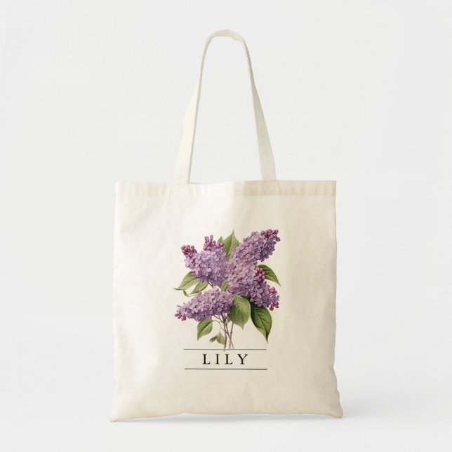 Bolso De Tela Moda Lilac Floral Botánico-Personalizado-Presupues (Frente)