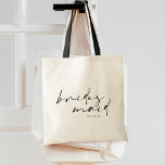 Bolso De Tela Moda Moderna Caligrafía Bridesmaid<br><div class="desc">Moda y caligrafía moderna "dama de honor" con fecha boda.</div>
