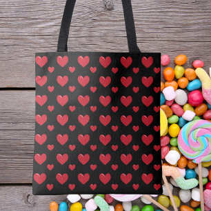 Bolso De Tela Moda moderna Corazón simple negro y rojo