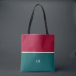 Bolso De Tela Moda moderna Monogramada Tote Bag Wine Verde Rojo<br><div class="desc">Bolsa de tetas reutilizable con iniciales de monograma personalizado y un diseño sencillo,  moderno y de moda verde y rojo.</div>