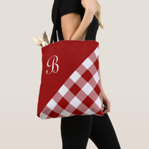 Bolso De Tela Moda Monograma Rojo Comprobación de búfalo blanco