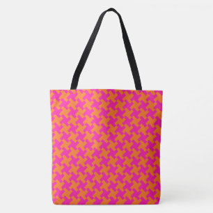 Bolso De Tela Moda Naranja brillante impactante Patrón Dogtooth 