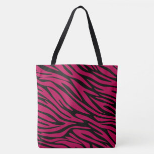 Bolso De Tela Moda Negro y Berry Red Zebra Imprimir Tote grande