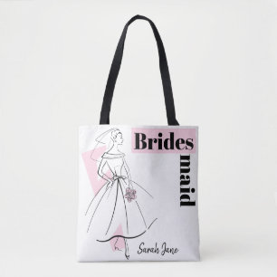Bolso De Tela Moda Novia Pink Bridesmaid Nombre tote multi-back