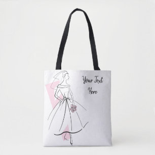 Bolso De Tela Moda Novia tote de texto rosa rosado de vuelta