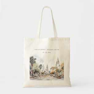 Bolso De Tela Moda Orlando Florida Skyline Watercolor Boda
