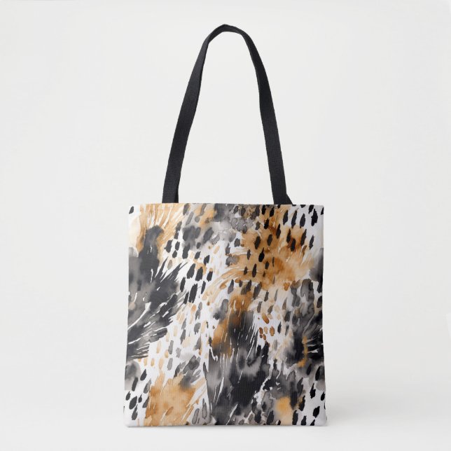 Bolso De Tela Moda Peach White Leopard Animal Print (Anverso)