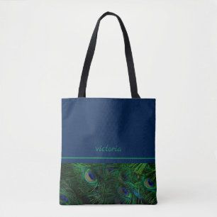 Bolso De Tela Moda Peacock Feathers Monogramado