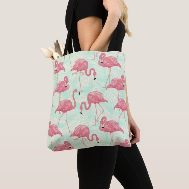 Bolso De Tela Moda Preppy Patrón Elegante Flamingo Rosa (Detalle)