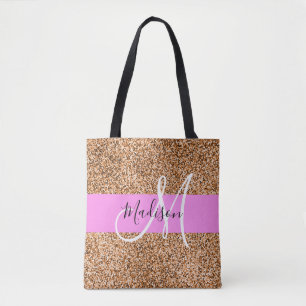 Bolso De Tela Moda Purpurina rosado y calabaza Parkles Monograma