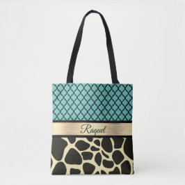 Bolso De Tela Moda Quatrefoil Giraffe Imprimir Personalizada
