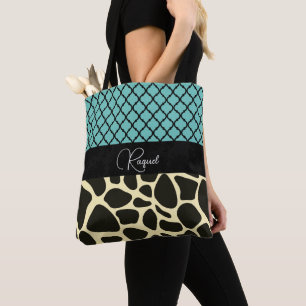 Bolso De Tela Moda Quatrefoil Giraffe Imprimir Personalizada