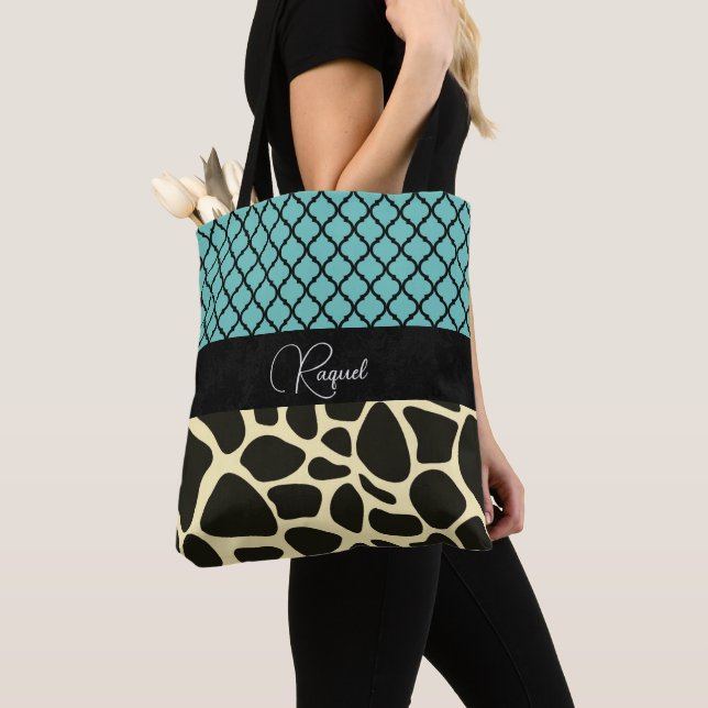 Bolso De Tela Moda Quatrefoil Giraffe Imprimir Personalizada (Detalle)