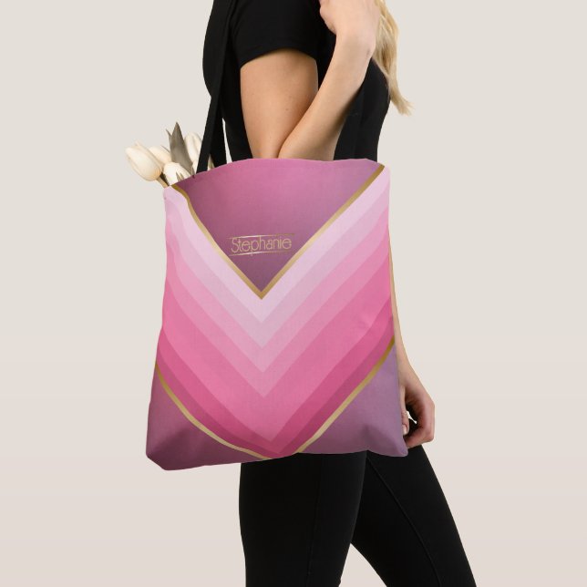 Bolso De Tela moda retro rosa y oro personalizada (Detalle)