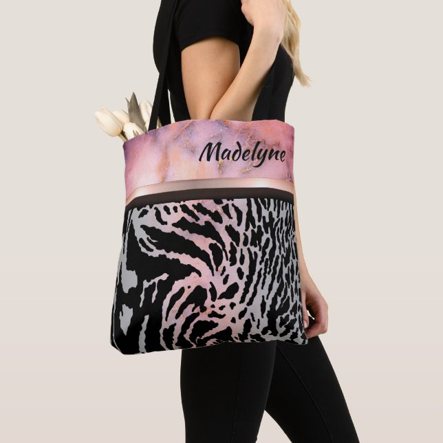 Bolso De Tela Moda rosa de mármol Safari (Detalle)