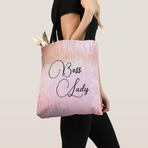 Bolso De Tela Moda Rosa Frosted Vidrio Jefe Lady Tote Bag