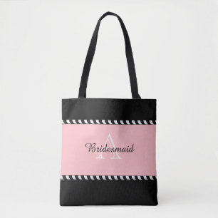BOLSO DE TELA MODA TOTE_MODERNO BODA RUBOR/NEGRO/BLANCO