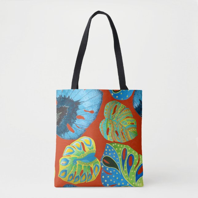 Bolso De Tela Moda Tropical: Patrón de Leafy sin Marea. (Anverso)