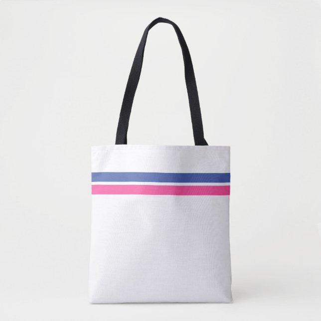 Bolso De Tela Moda Verano Azul Rosa Top Carreras Rayas En Blanco (Anverso)
