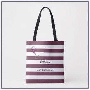 Bolso De Tela Moda Vino morado rayado