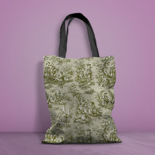 Bolso De Tela Moda vintage gris toile de jouy impreso