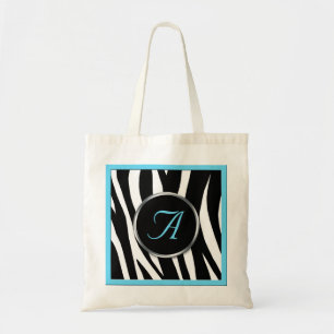 Bolso De Tela Moda Zebra Imprimir Aqua Blue Monogram Tote Bag