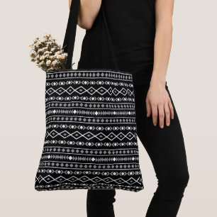 Bolso De Tela Modalidades aztecas Patrón Blanco gris
