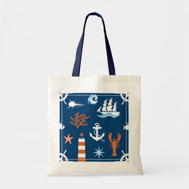 Bolso De Tela Modelo 1 del tema del mar (Frente)