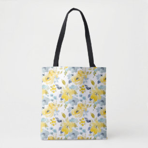 Bolso De Tela Modelo amarillo y azul de la acuarela