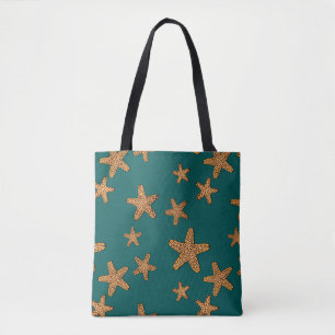 Bolso De Tela Modelo anaranjado de las estrellas de mar