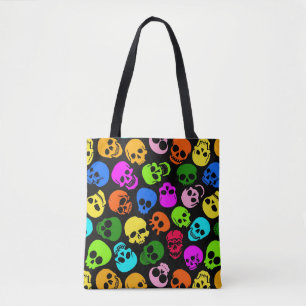 Bolso De Tela Modelo colorido de los cráneos en negro
