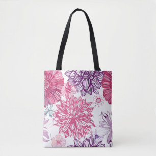 Bolso De Tela Modelo con los asteres y la dalia rosados