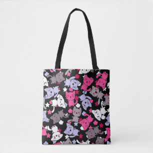 Bolso De Tela modelo con los gatos lindos 3 del doodle del