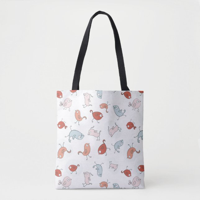 Bolso De Tela modelo con los pájaros del dibujo animado (Anverso)