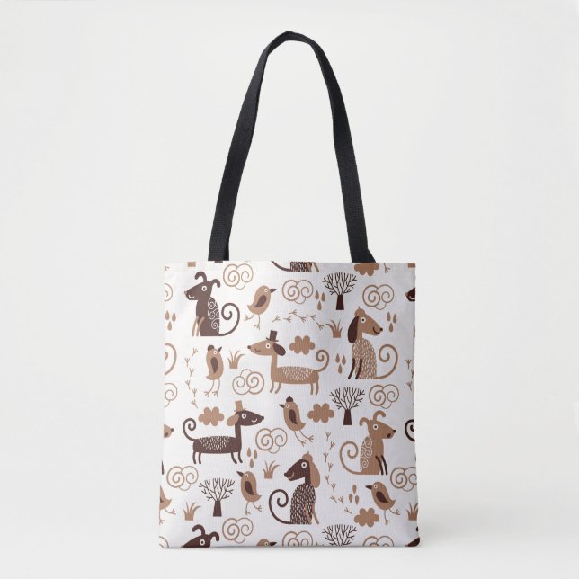 Bolso De Tela modelo con los perros lindos (Anverso)