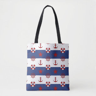 Bolso De Tela Modelo de barras y estrellas náutico