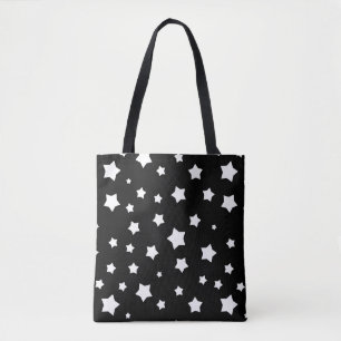 Bolso De Tela Modelo de estrellas blanco y negro