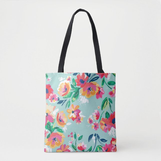 Bolso De Tela Modelo de flores pintado (Anverso)