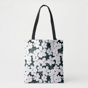 Bolso De Tela Modelo de flores tropical blanco