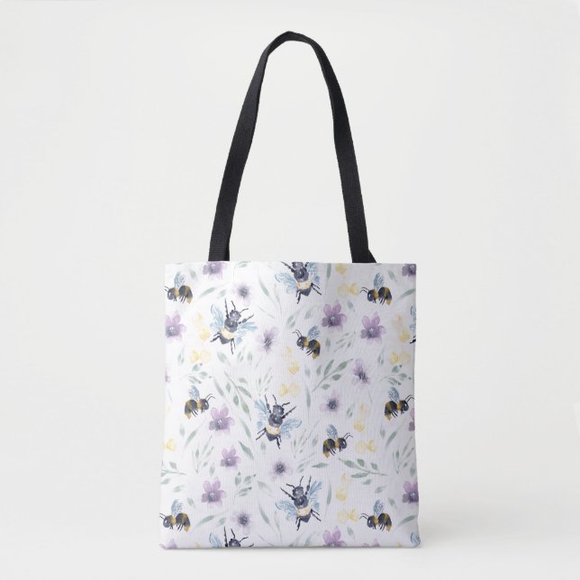 Bolso De Tela Modelo de la abeja de la acuarela (Anverso)
