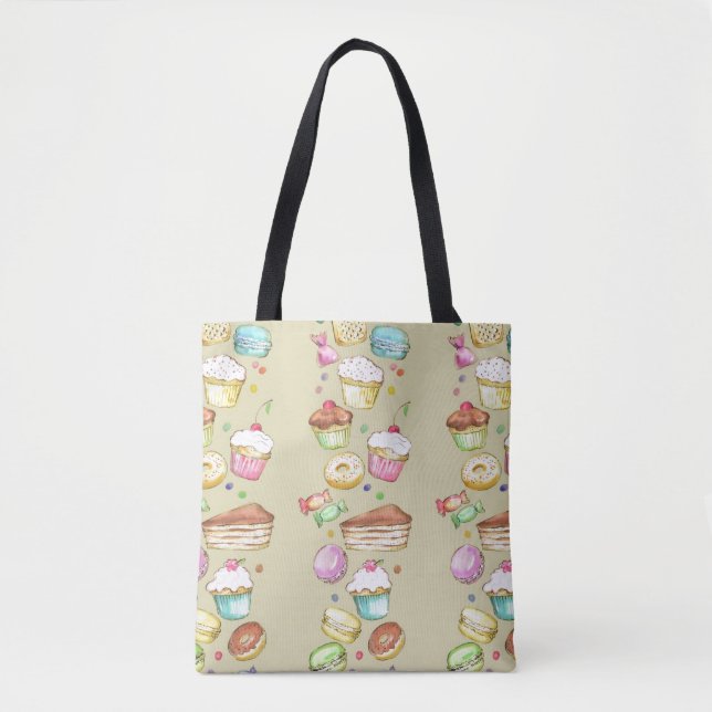 Bolso De Tela Modelo de la acuarela con los dulces (Anverso)
