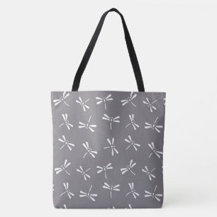 Bolso De Tela Modelo de la libélula, gris japonés/gris y blanc