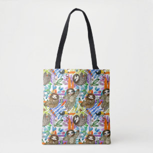 Bolso De Tela Modelo de la pereza de la acuarela del dibujo