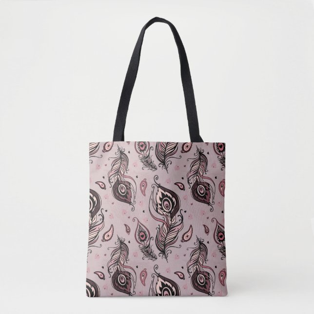 Bolso De Tela Modelo de la pluma del pavo real (Anverso)