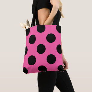 Bolso De Tela Modelo de lunares negro de moda en rosa
