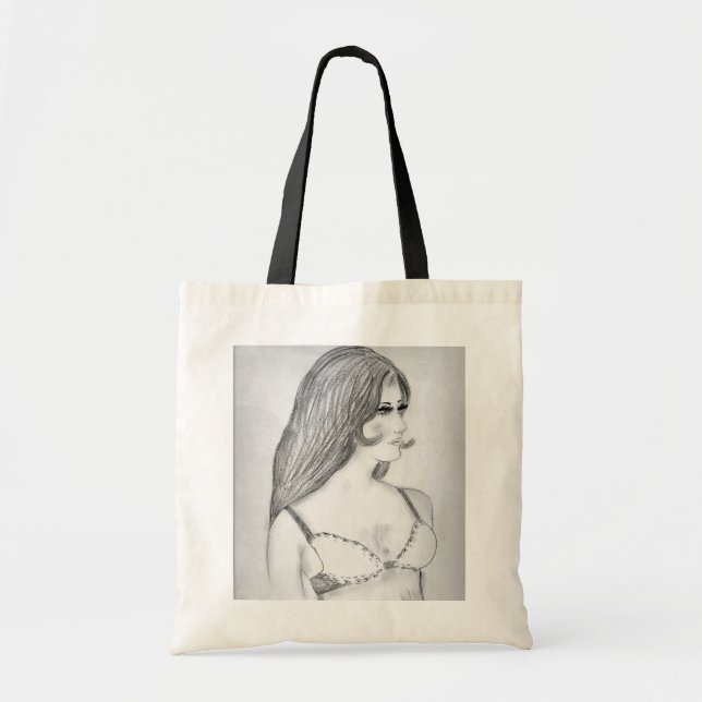 Bolso De Tela Modelo de moda retro 70s (Frente)