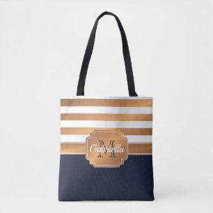 Bolso De Tela Modelo de oro de las rayas