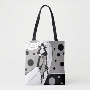 Bolso De Tela Modelo de pasarela retro, moda art déco vintage