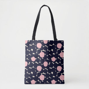 Bolso De Tela Modelo de punto grande azul y rosado